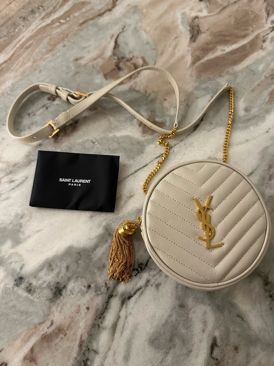 Saint Laurent Handbags - SAINT LAURENT Matelasse Chevron Quilted Baby Round Crossbody Bag